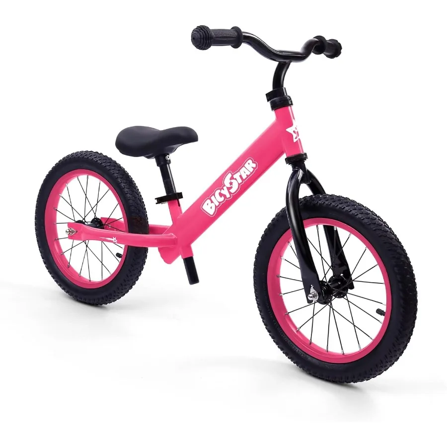 14インチバランスバイク 3～6歳向け ペダルなし エアータイヤ 高さ調節可能 ペダルレス自転車 男の子 女の子 ピンク