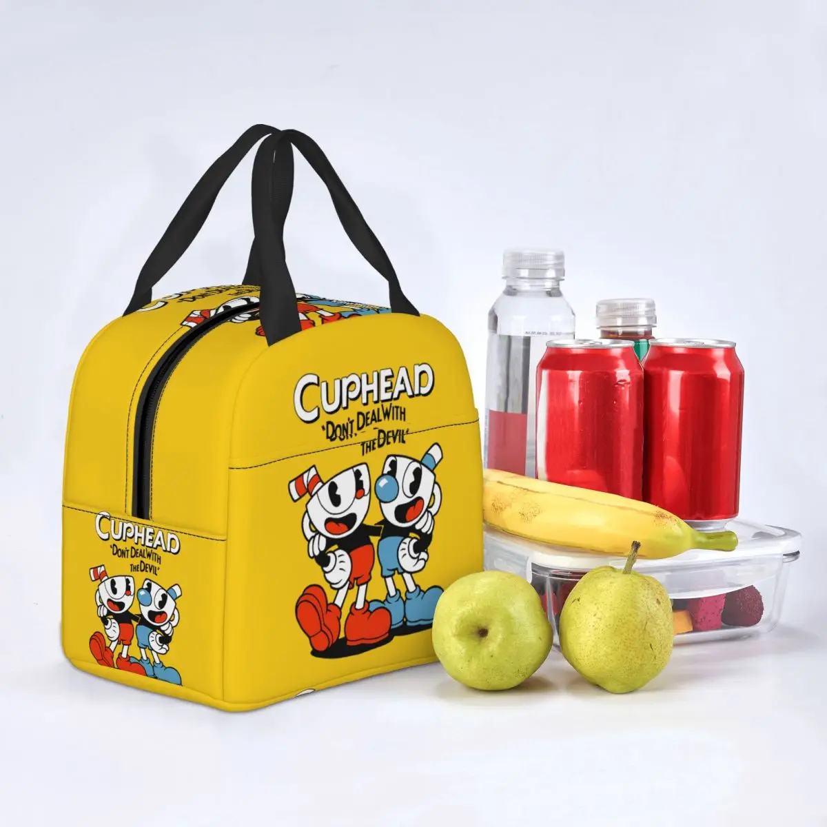 Hot Game Cuphead Mugman Lunch Bag for Work School Waterproof Cooler Thermal Insulated Lunch Box Women Kids Food Tote Bags