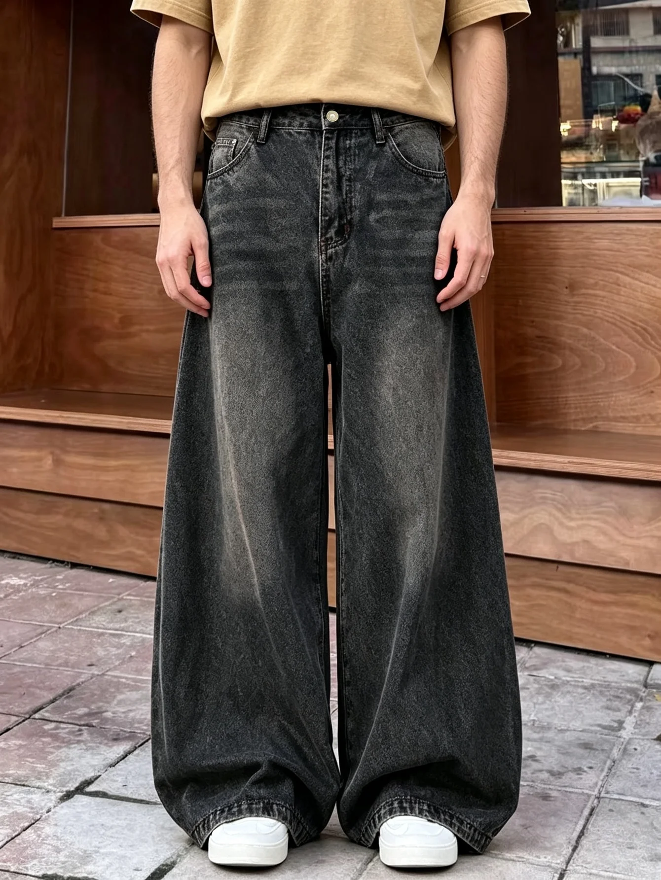 Y2K Style Mens Loose Wide Leg Denim Jeans American Street Fashion Perfect Present For Husband Or Lover
