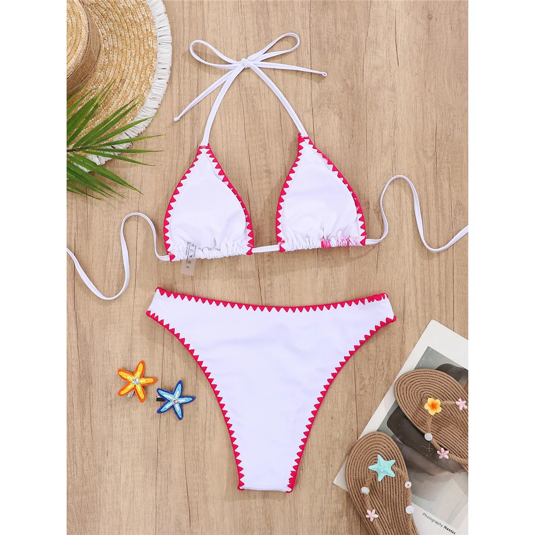 Sexy Blumenmuster-Bikini mit Neckholder, Damen-Badeanzug, zweiteiliges Bikini-Set, brasilianischer Badeanzug, Badebekleidung, Modell V7904. – Detail 9