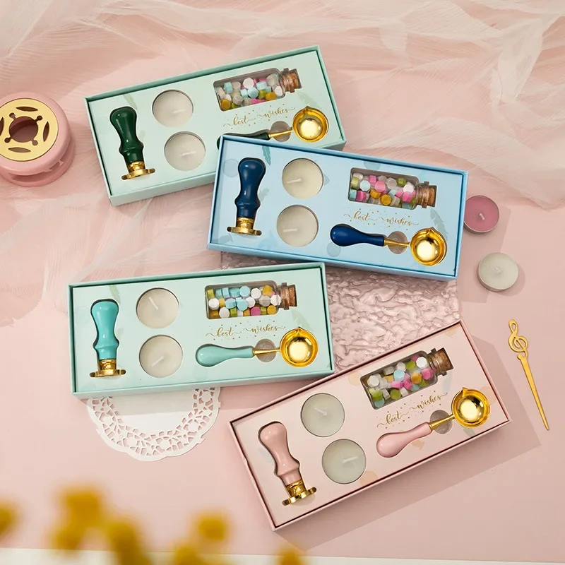 2026 Macaron Lacquer Wax Particle Furnace Seal Hand Book Valentine's Day Birthday Gift Lacquer Seal Wholesale Complete Set