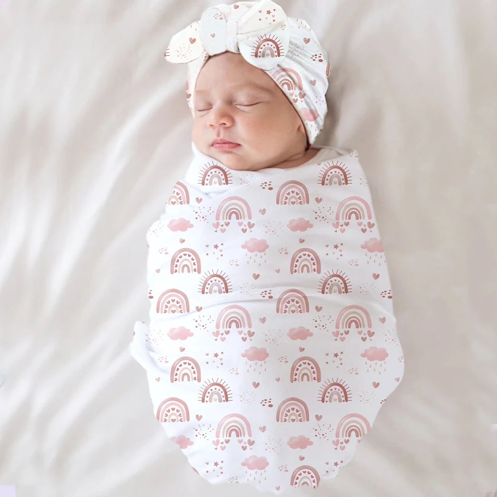 

2 шт. Набор для фотосессии новорожденных: пеленка-одеяло с бантом и шапочка-тюрбан, реквизит для фотосъемки младенцев, пеленки для фотосессии новорожденных