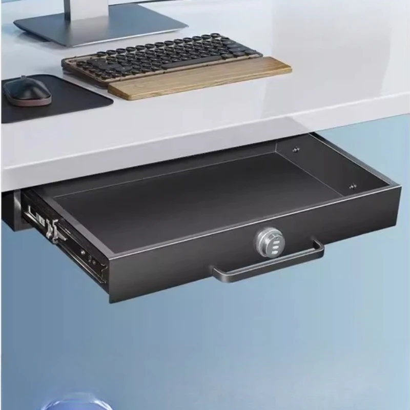Hidden Security Safe Box, Under Desk Diversion Drawer for Office, Secret Cash Stash Lockbox, Invisible Wall Mounted Home Vault