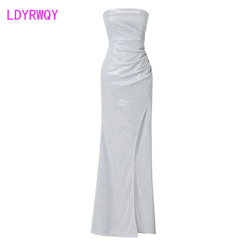 2023 Autumn/Winter Sexy Wrapped Chest and Hip Long Dress Nightclub Slim Fit Celebrity Car Model Dress