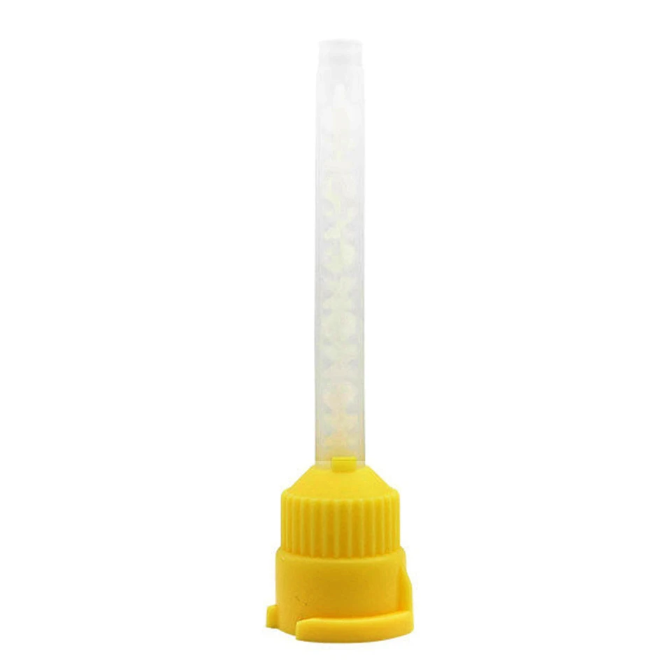 

50 Pcs/Pack 78mm Impression Mixing Tips Temporary Silicone Rubber Dispenser Mix Head Dentist Tools Yellow