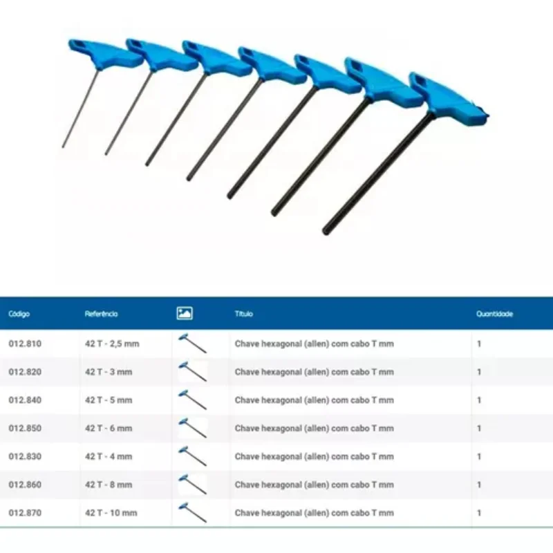 Allen Keys With T Cable 2.5 To 10 - 7 Piece Tool Kits Key Set