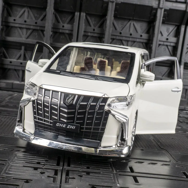 

1:24 Toyota alphard commercial vehicle alloy car model children pull-back acousto-optic toy door and hood trunk can be opened