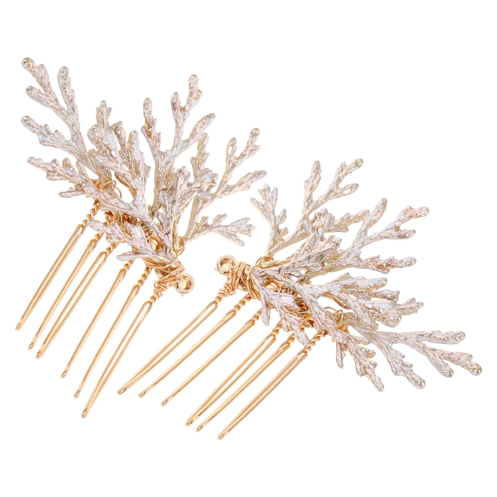 

TENDYCOCO 2pcs Golden Alloy Bridal Hair Comb Wedding Accessory for Bride Elegant Wedding Hairpin
