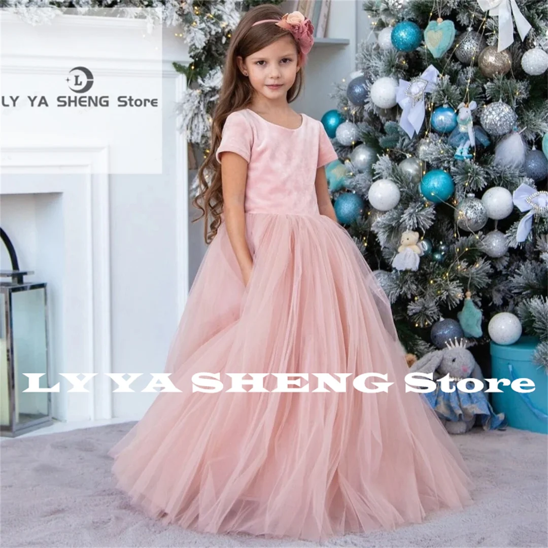 customized-pink-flower-girl-dresses-tulle-puffy-satin-with-bow-short-sleeve-for-wedding-birthday-first-communion-gowns