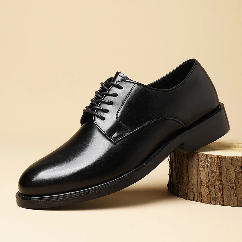 

Men's classic versatile solid color derby shoes, new trendy business casual leather shoes 250619