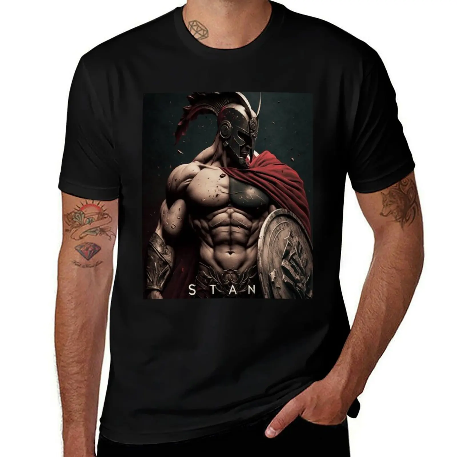 

spartan strong T-Shirt oversized Short sleeve tee blanks rapper graphic tees black t shirts for men
