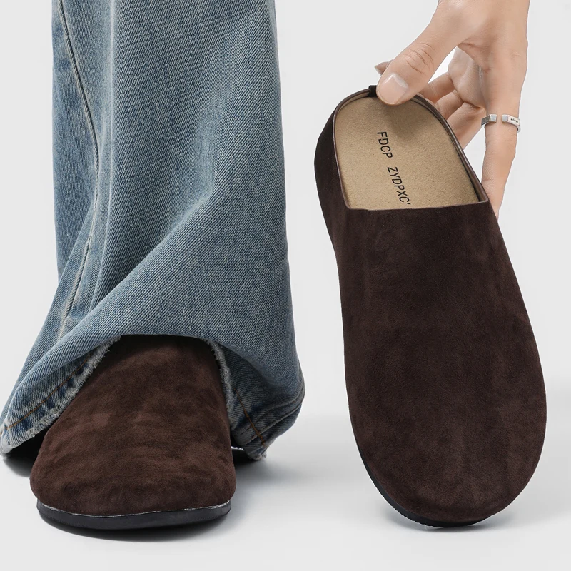 

2026 New England Birkenshoes Classic Retro Half Slip on Casual Comfortable Lazy One Step Rubber Sole Men's Slip-On Shoes
