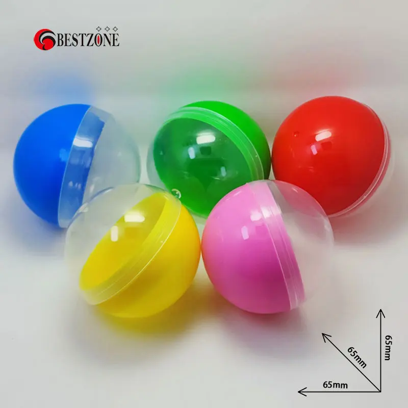 50Pcs 65MM Half Transparent Half Colored Surprise Ball Plastic Toy Capsule Split Body Round Container Candy For Machine Vending