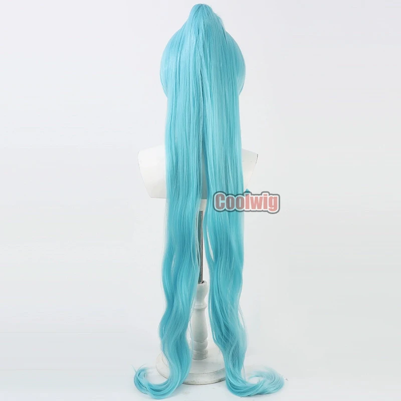 Coolwig الشعر الاصطناعية Sawaizumi Chiyu تأثيري الباروكات فوتاري وا جميلة علاج علاج فونتين 100 سنتيمتر الأزرق ذيل حصان شعر مستعار مقاومة للحرارة