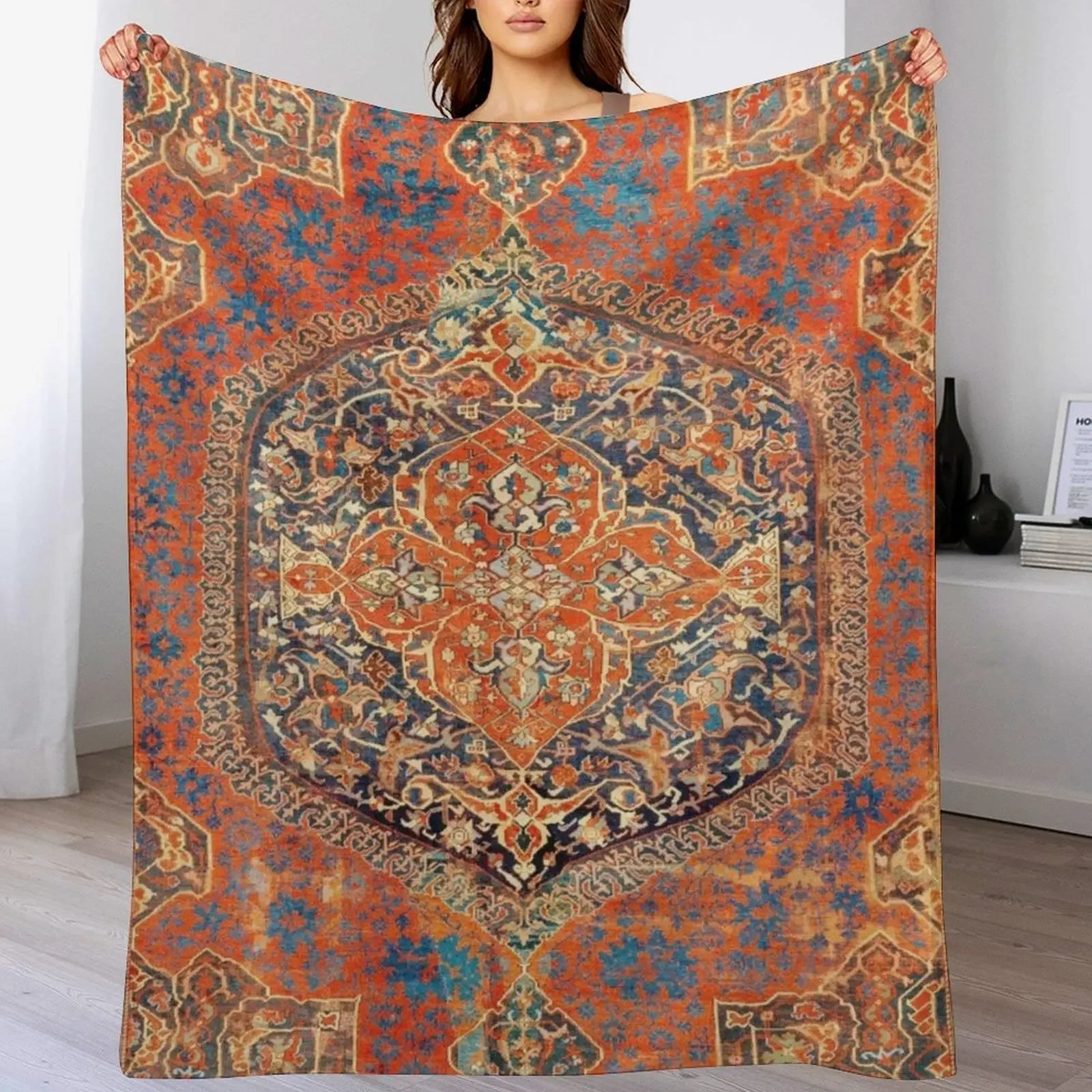 

17th Century Turkish Carpet Print Throw Blanket Furry Plaid for babies Blankets