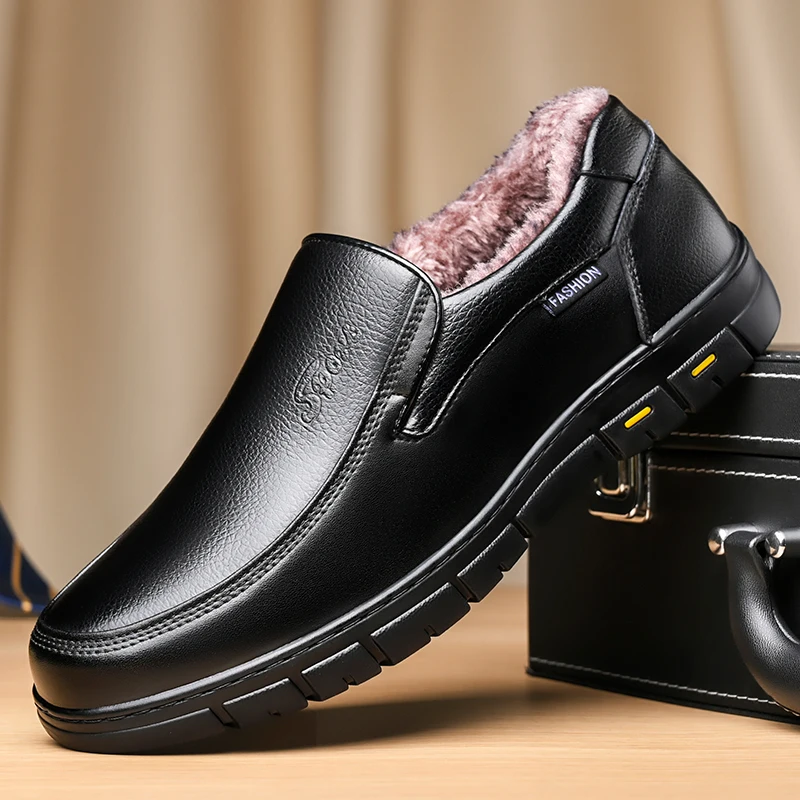 Winter Warme Männer Casual Schuhe Aus Echtem Leder Atmungsaktiv Mann Müßiggänger Hohe Qualität Herren Formale Kleid Schuhe Slip on Driving Schuhe