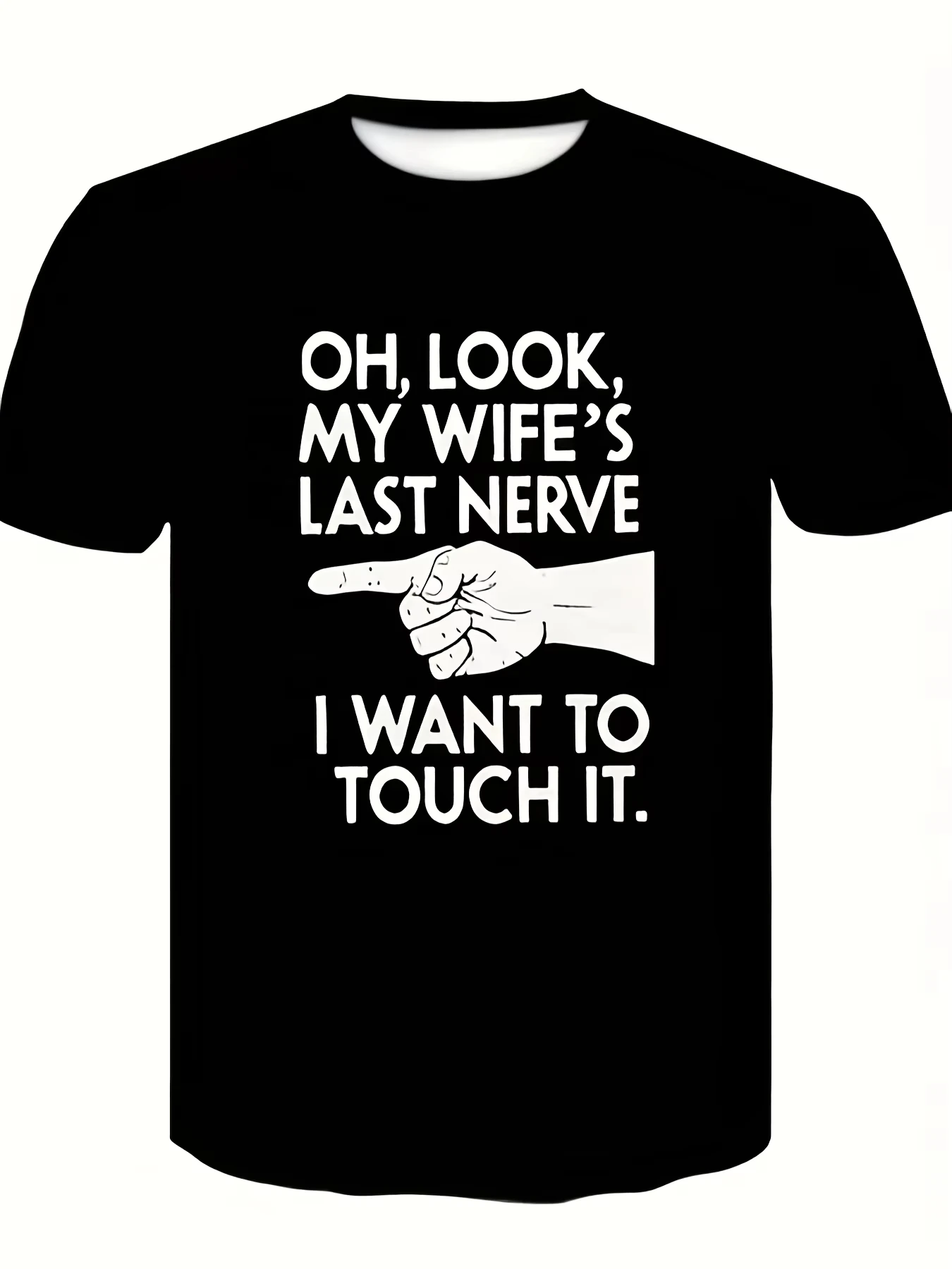 

Женская футболка из полиэстера с юмористическим рисунком | Принт «Oh Look My Wife's Last Nerve» на все тело