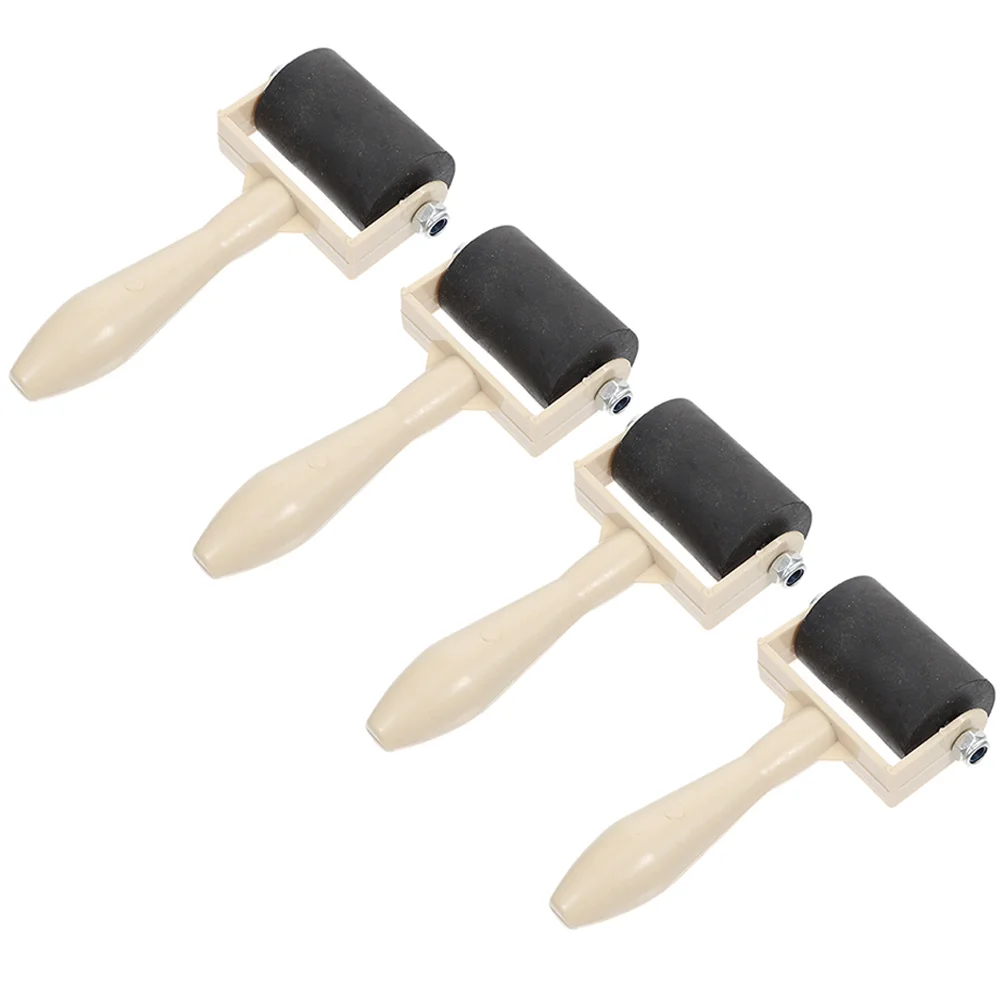 

4pcs Printmaking Roller High-Grade Plastic Rubber Lightweight Durable Handle For Crafting Painting Stamping Diy Art Craft