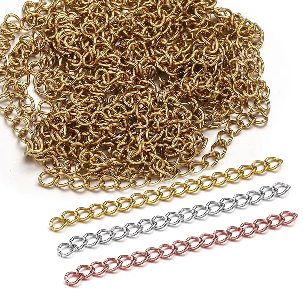 

50pcs Stainless Steel Necklace Bracelet Extension Chains Tail 5cm Bulk Gold Plated PVD for DIY Jewelry Making Supplies Wholesale