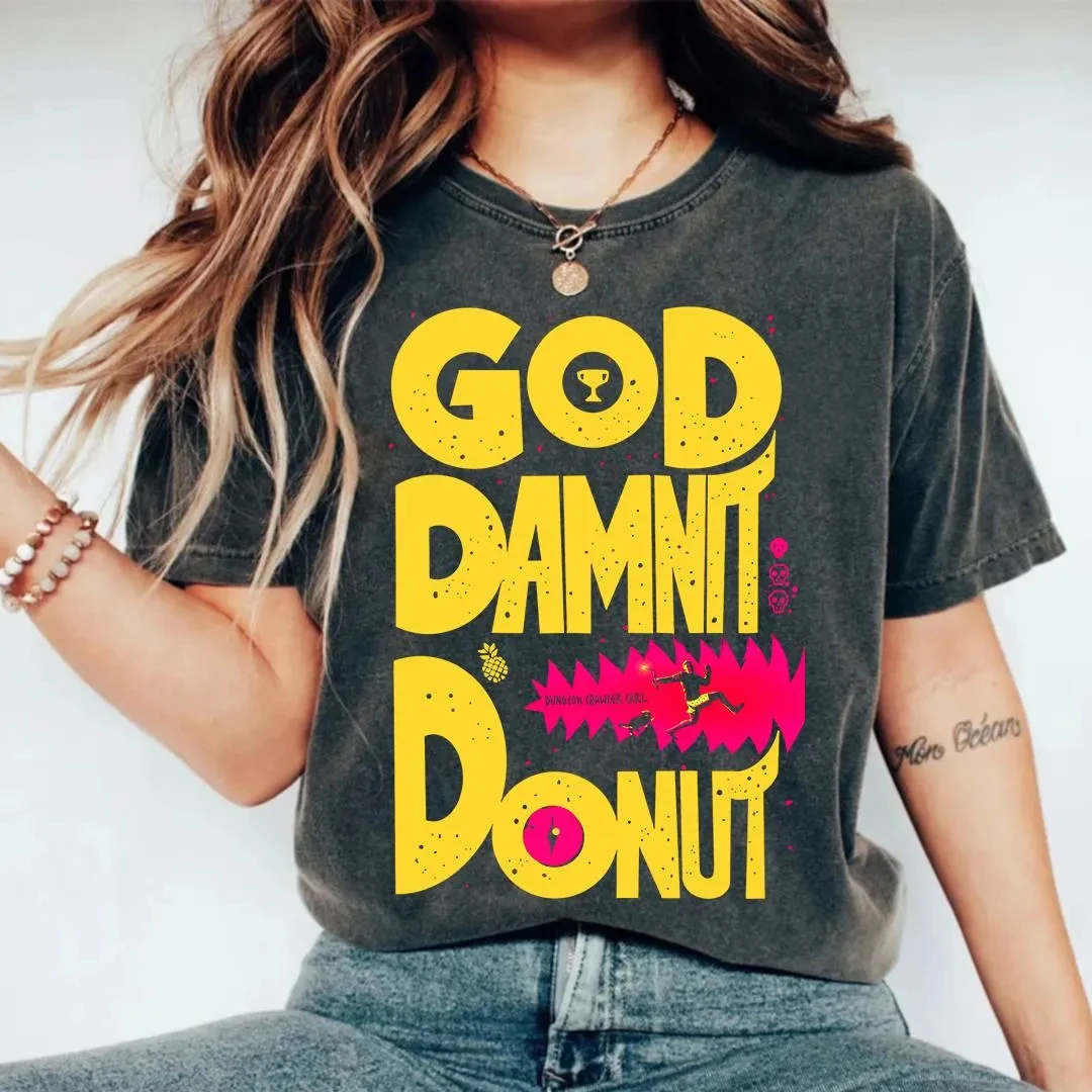 Dungeon Crawler Carl Vintage Shirt, Goddamnit Donut Shirt: Sci-Fi Book Lover Tee