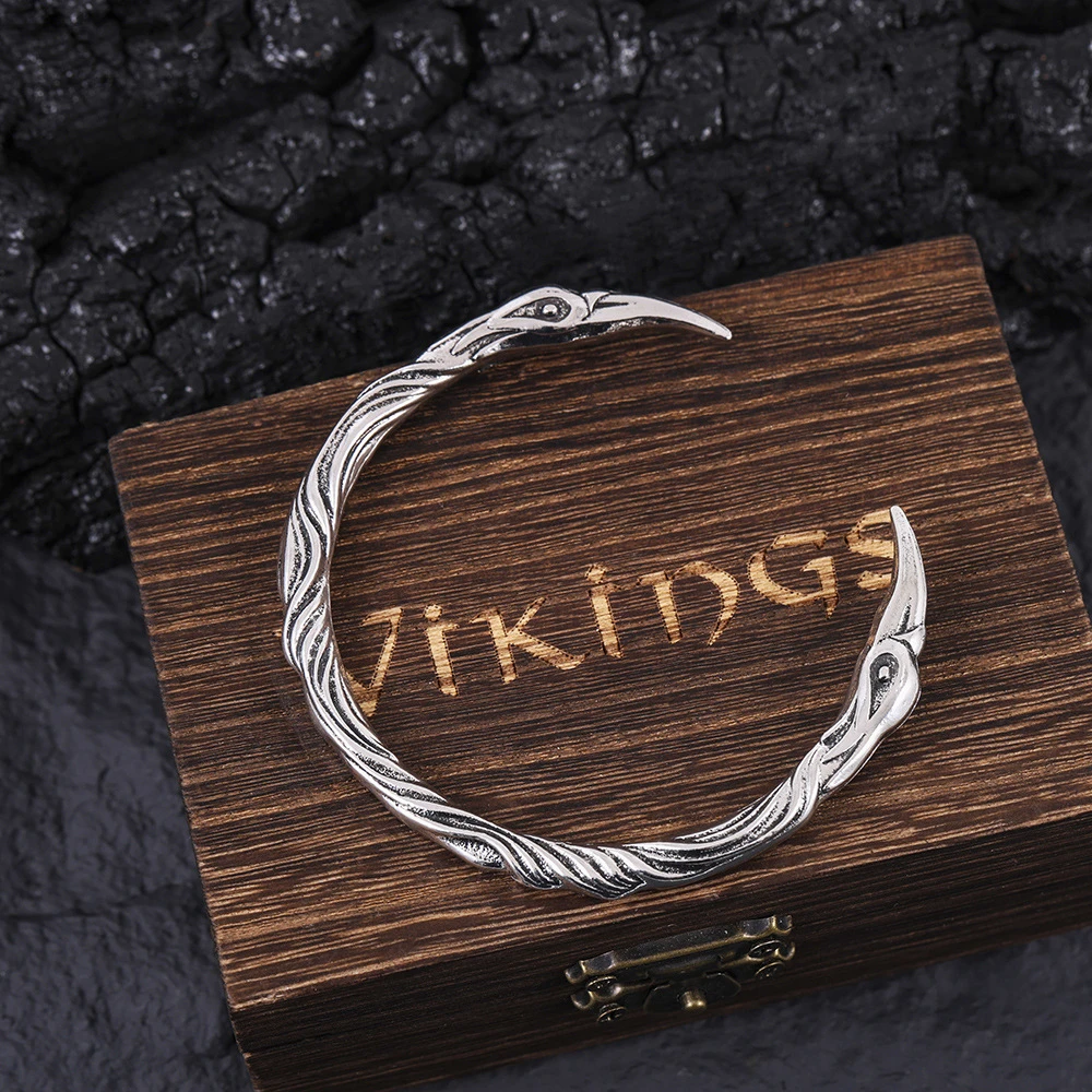animal bracelet Viking Norse Raven Bracelet Men Wristband Cuff Bracelets with viking wooden box