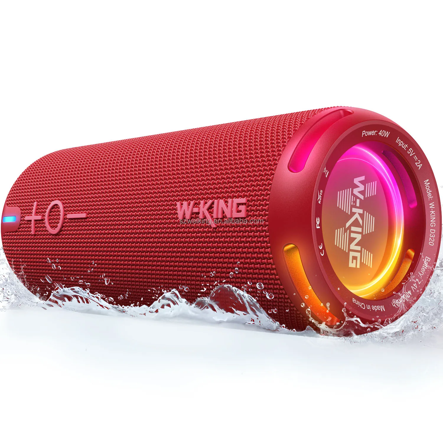 

Superior Sound W-KING D320 APP Control 40W Fabric Cover IP67 Waterproof Outdoor Portable Bluetooth Speakers for Bike Support TWS