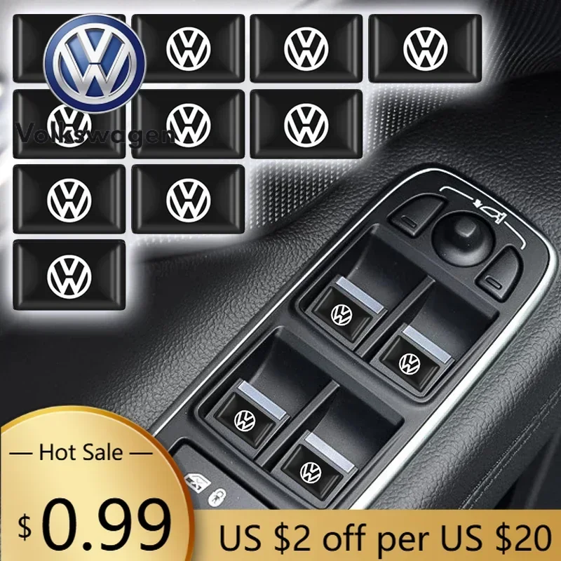 

Декоративные наклейки на кнопки салона автомобиля из эпоксидной смолы, 10 шт., для Volkswagen VW Passat, Santana, Golf, Bora, Jetta, Beetle