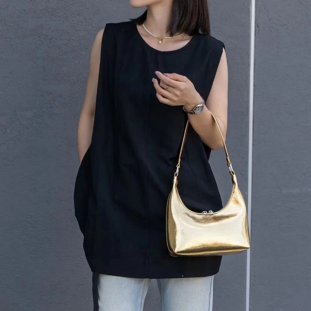 2024 New Women Underarm Bag Genuine Leather Shoulder Crossbody Bags Ladies Retro Tote Bag High Quality Commute Handbags Black