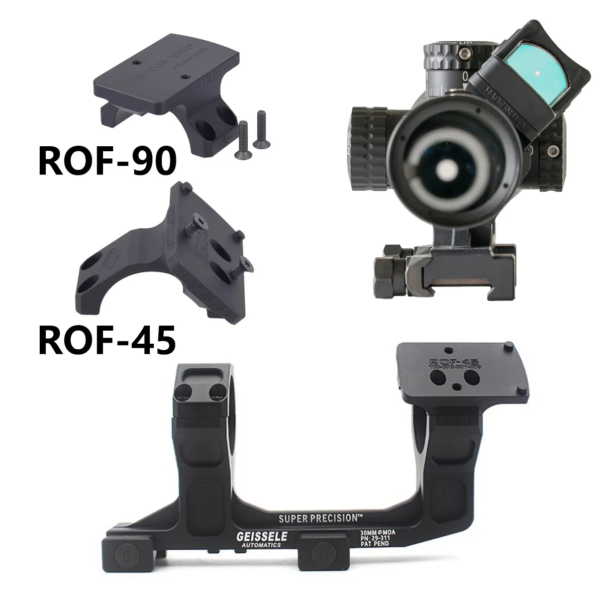 GEISSELE Optic AR15 Scope Mount 25.4mm/30mm Dual Rings With Reptilia ROF-90 ROF-45 30mm Mount For RMR SRO Red Dot Sight