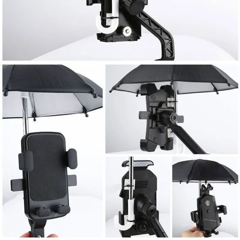 27cm Mobile Phone Holder Mini Umbrella Outdoor Cycling Motorcycle Mobile Phone Sunscreen Umbrella for Delivery Drivers