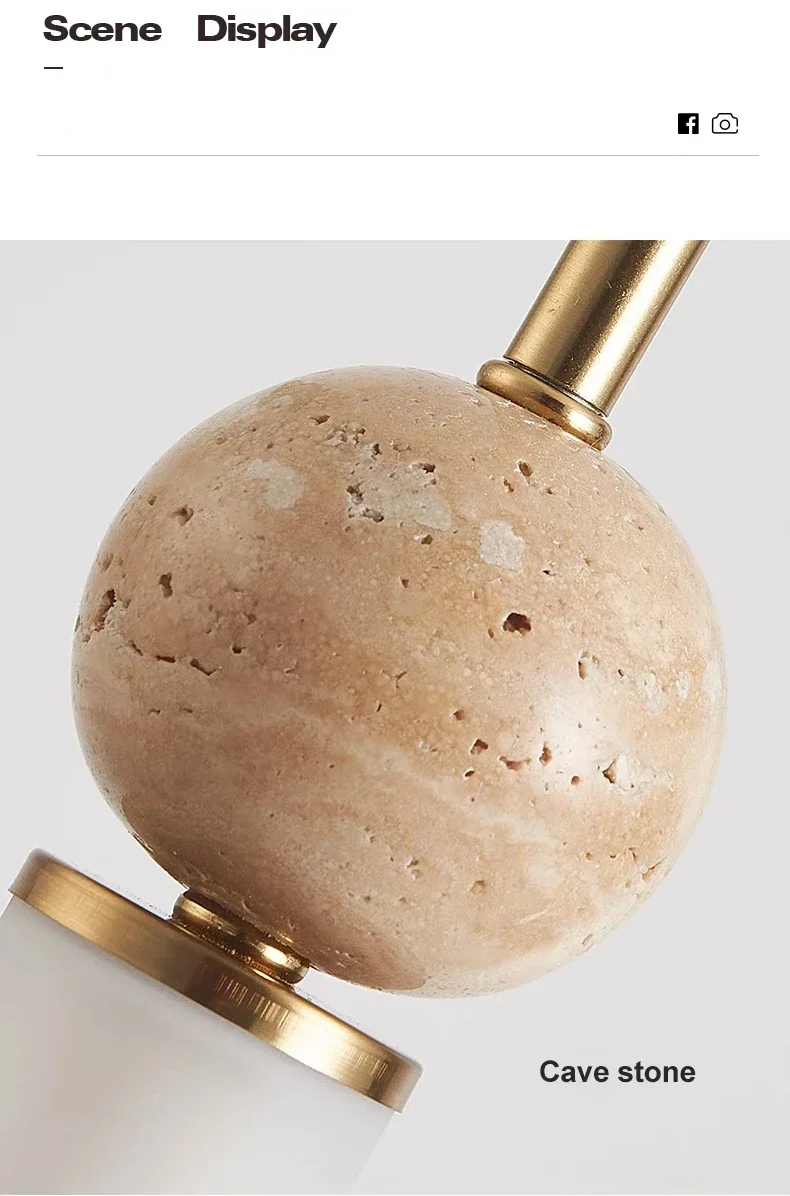 Cave Stone Wabi-Sabi Bedroom Bedside Chandelier Creative Cream Homestay Vintage Nordic Restaurant Pendant Lamp view 3