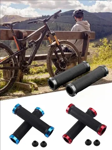 Bicycle Rubber Grips Alloy Lock Non-Slip Rubber Bicycle Handlebar Grips Double Aluminum Lock on Locking Bicycle Handlebar Grips
