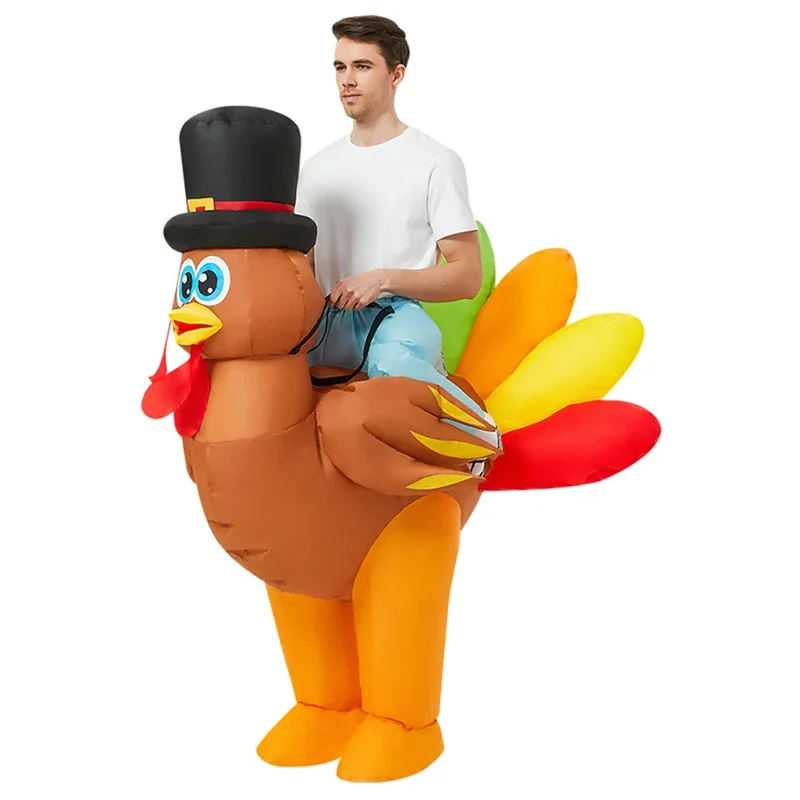 QQ8 ผู้ใหญ่สีสันตุรกีเครื่องแต่งกายสัตว์ตลก Inflatable ชุดสําหรับฮาโลวีนวันขอบคุณพระเจ้า Mascot คอสเพลย์ชุด S5Lk¥