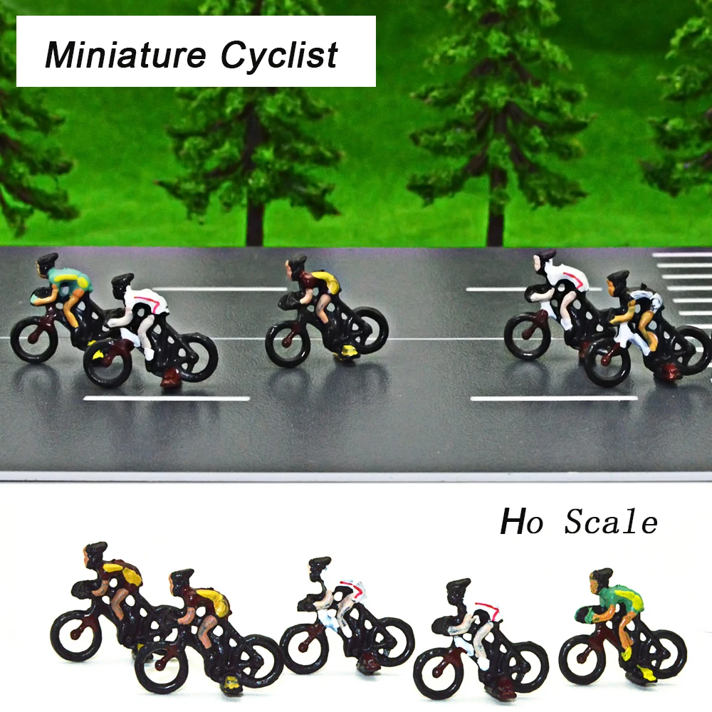 12Pcs/set Ho Scale Miniature Cyclist 1:87 ABS Plastic Bicycle Racing Painted Figures Sports Fan People for Diorama