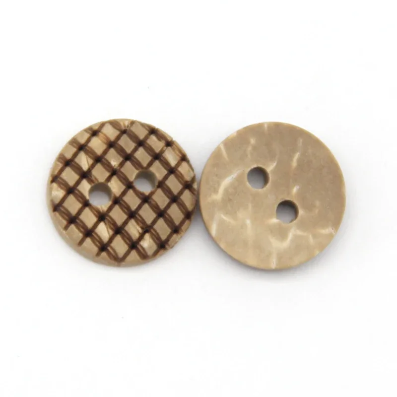 2 Holes Natural Grid Plaid Wood Coconut Sewing Buttons For Clothes White Baby Blouse Shirt Eco-friendly Decorations Wholesale