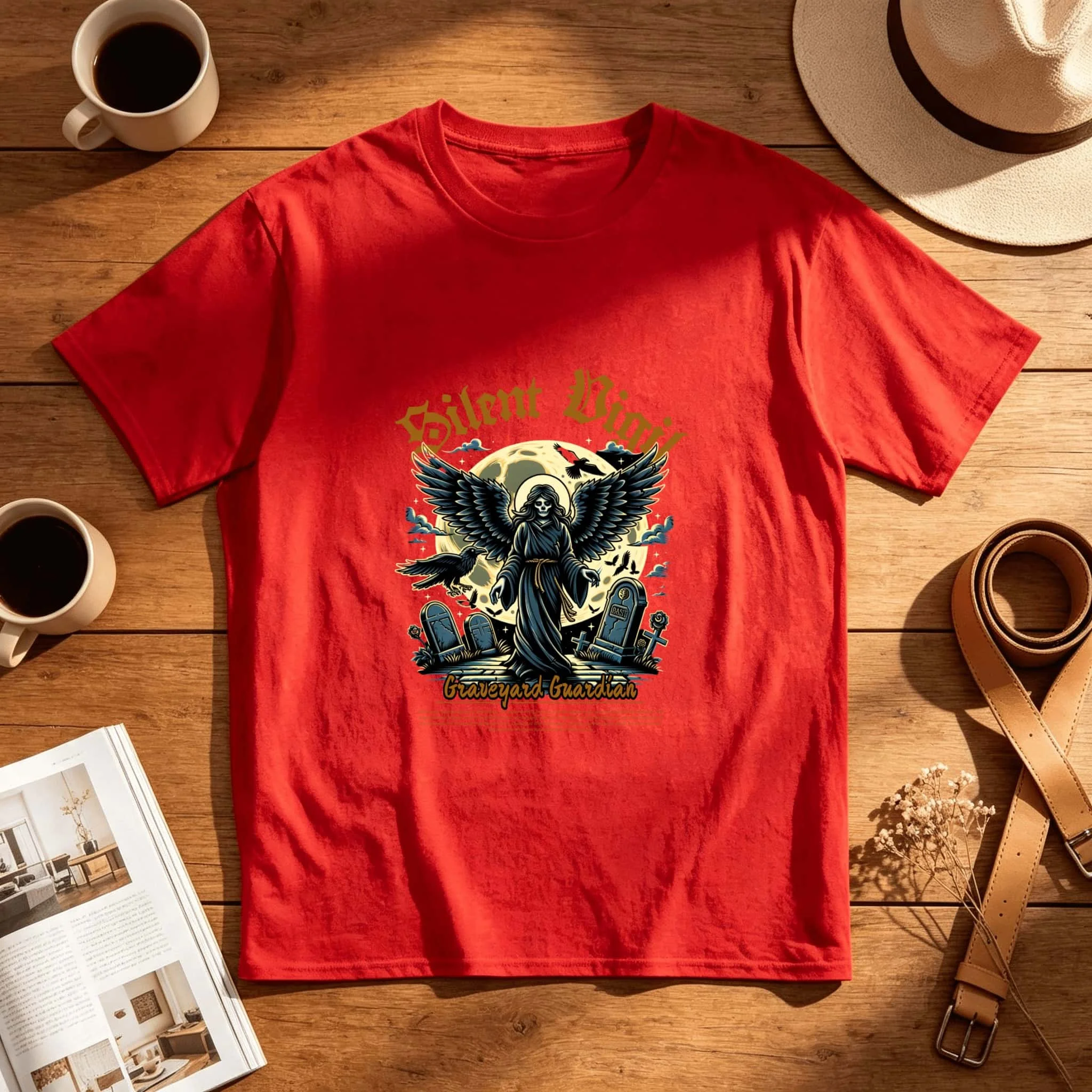 Fearless Angel With Gun Art Comfortable Stretch Casual Workout Shirt