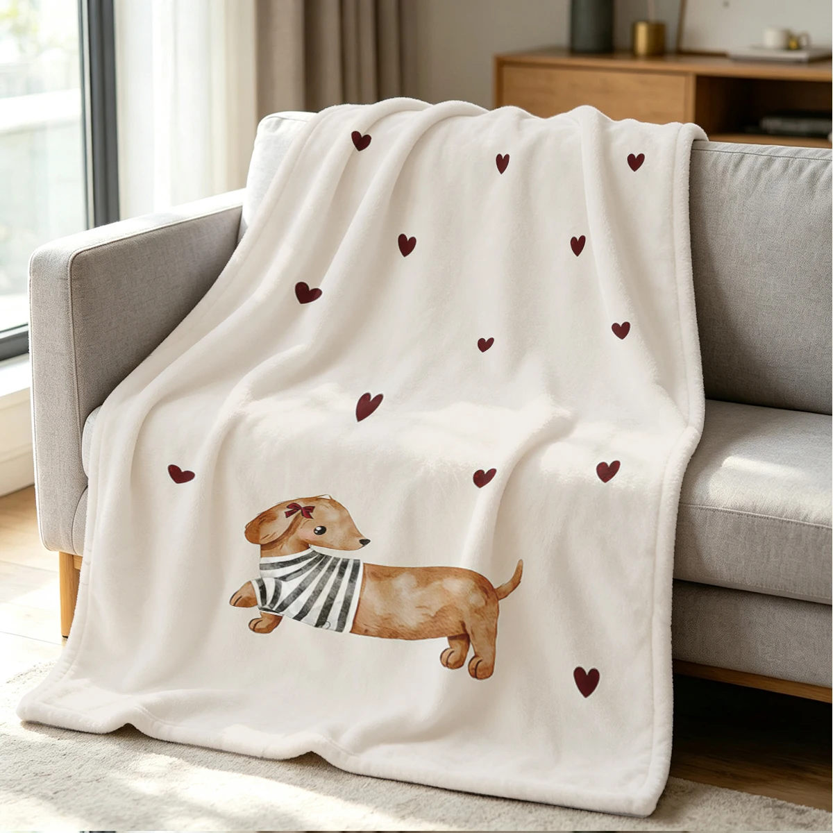 Sweet Puppy Blanket Soft Cozy Throw for Sofa Bed Festive Holiday Decor Gift for Kids and Adults,Lightweight and Warm