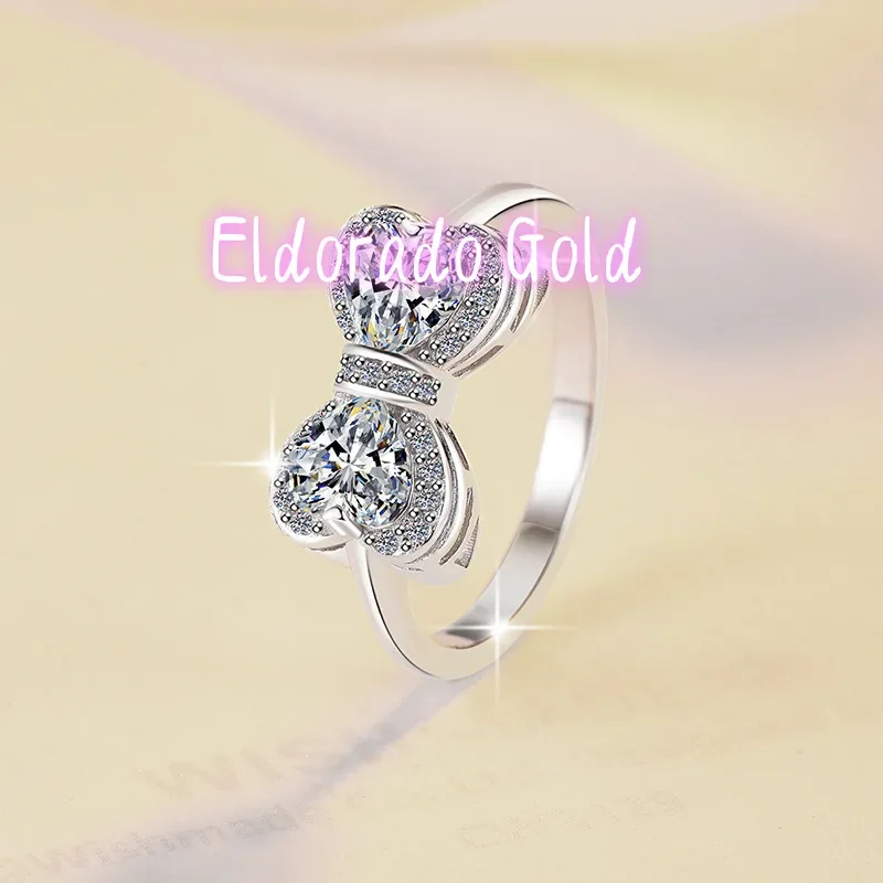 

Eldorado Gold Eldorado Gold Bowknot Ring Women's PT950 Platinum Moissanite 1Ct - Sweet lively bowknot, 1ct shine, gentle women'