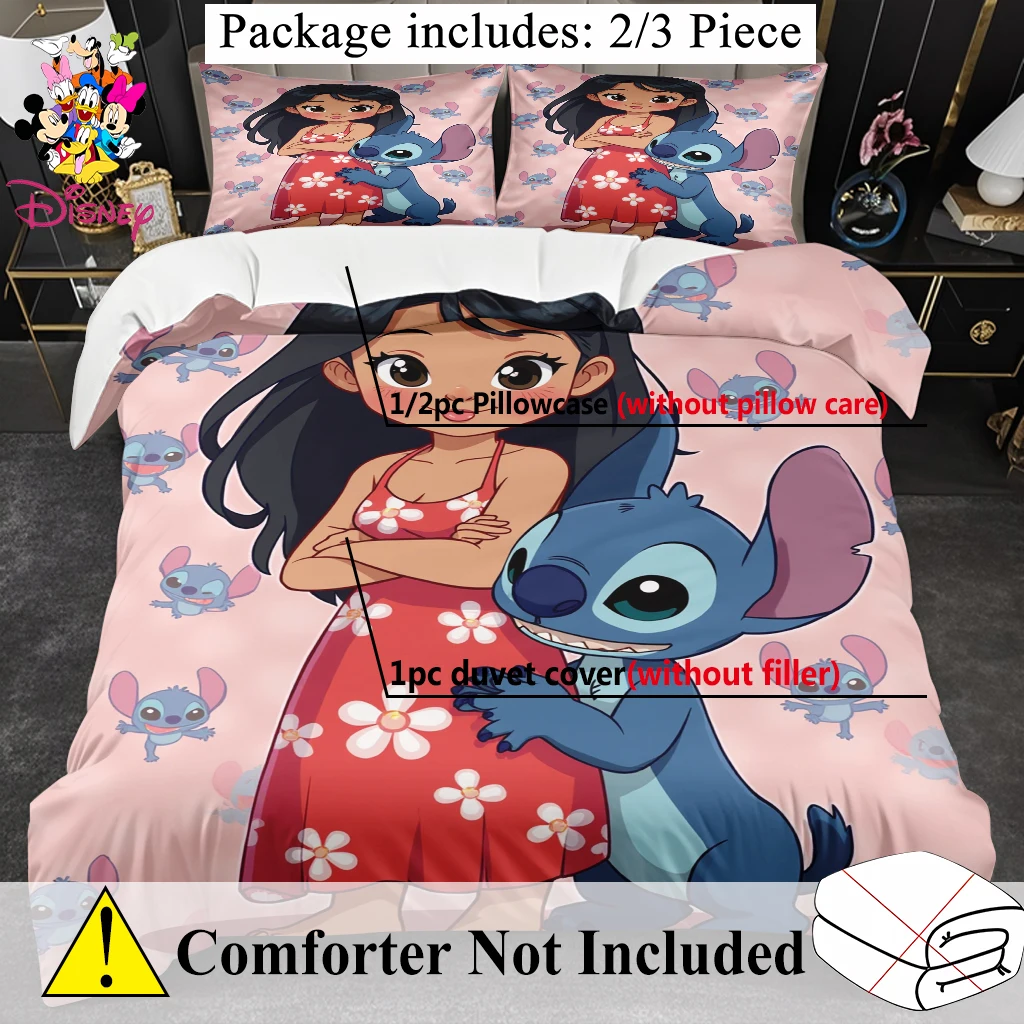 2/3 قطعة مجموعة غطاء لحاف ديزني ليلو وستيتش بدون حشو طباعة رقمية قابلة للغسل في الغسالة مقاس كينغ/كوين نعومة تشبه السحابة