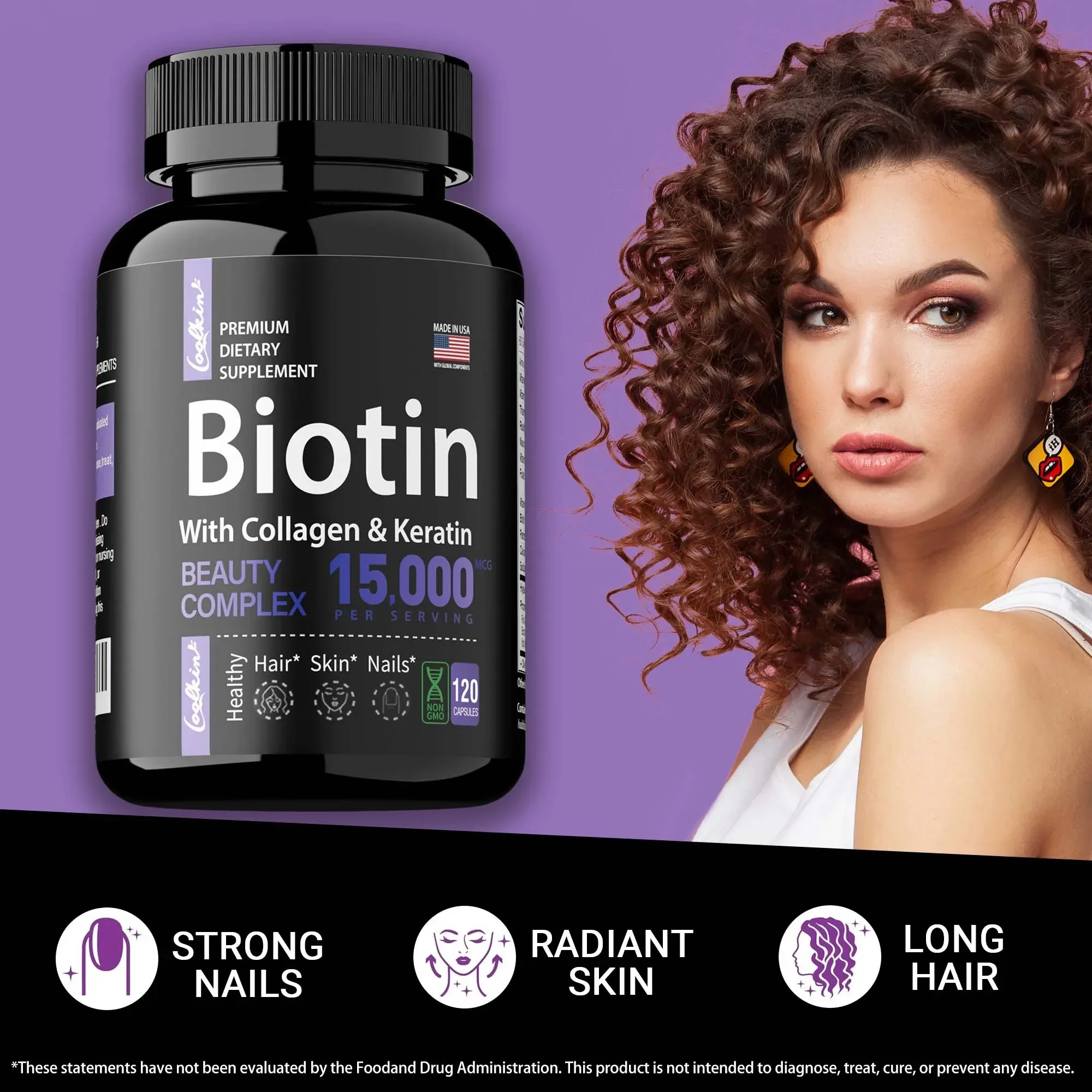 

Капсулы с биотином и коллагеном — способствуют росту волос, улучшают сухие волосы, уход за кожей, поддерживает здоровье ногтей.