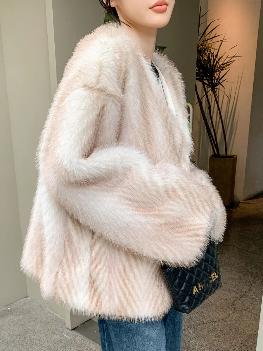 Kunstpelzmäntel für Damen, mit Baumwolle gefüttert, schmal geschnitten, Nachtclub, Ehefrau, Retro-Jacquard, geraffte Taille, Schnürung vorne, zart, schick, trendig