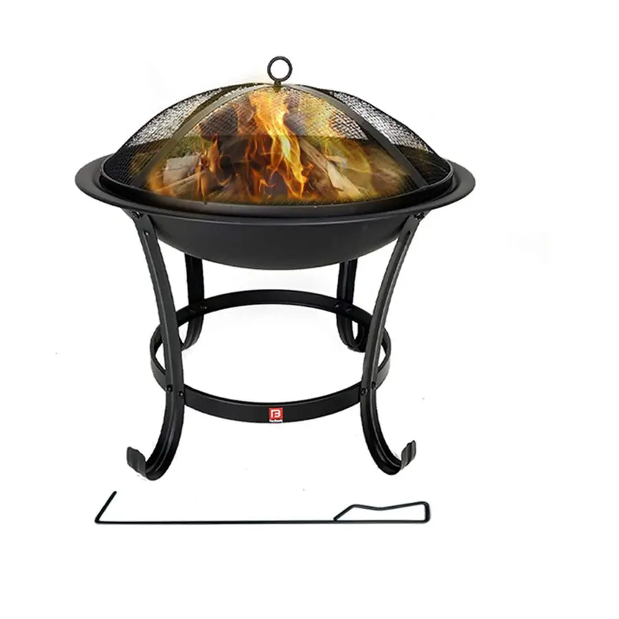 

Fire Pit BBQ Grill Pit Bowl with Mesh Spark Screen Cover,Poker