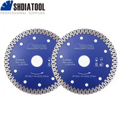 SHDIATOOL 1pc Diamond Cutting Disc A-shaped Blue Saw Blade 4'' Or 5'' High quality Steel Body For Marble Masonry Ceramic Tile