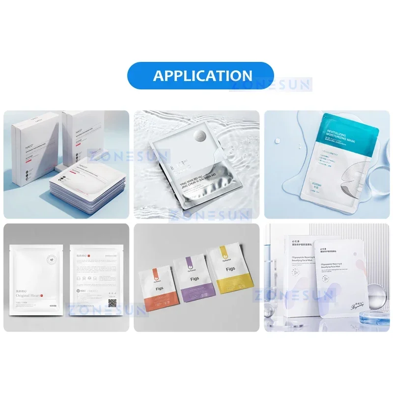 ZONESUN-mascarilla Facial automática, embalaje Vertical de bolsas de llenado de líquidos, máquina de sellado, máscara de pie, bomba magnética, ZS-MS2TGF de codificación de fecha
