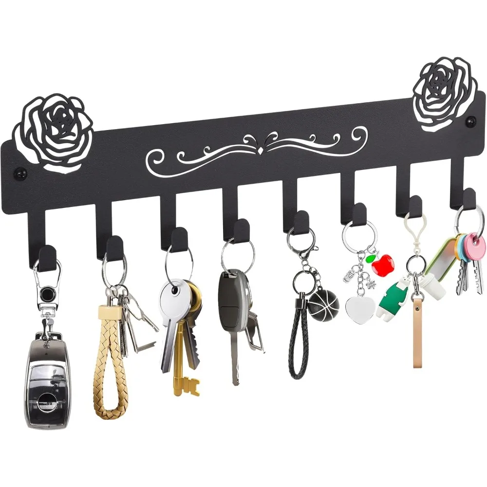 Schlüsselhalter Wandkunst aus Eisen mit 8 Haken, Organizer für Eingangsbereich, Küche, Flur, Hängende Wanddekoration, Modernes Geschenk