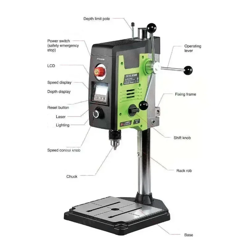 220V Industrial Grade Drilling Machine Milling Machine Micro Bench Drilling Bench Drilling Drilling Large Stroke 90mm Drilling