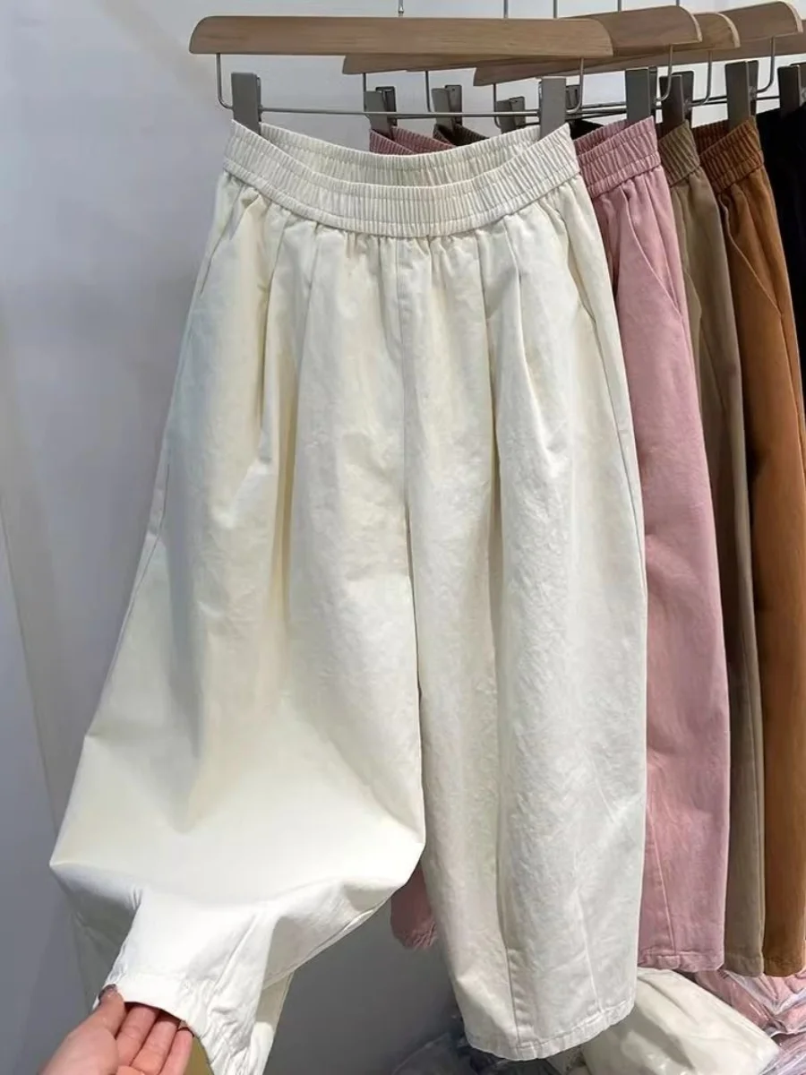 

Повседневные женские летние брюки-шаровары с эластичным поясом, больших размеров, свободные, фасона «морковки», укороченные (7/8)