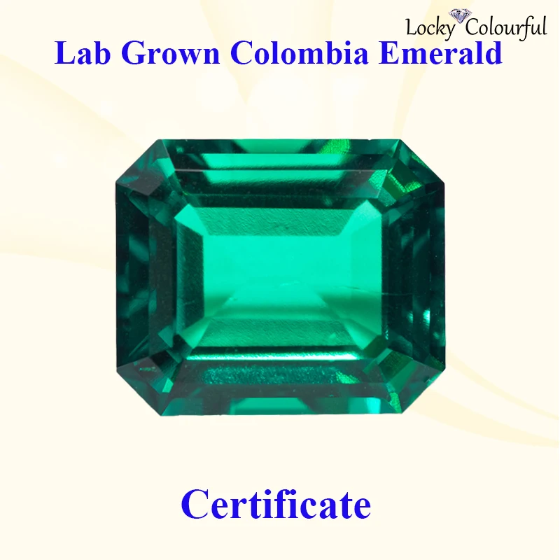 Lab Grown Columbian Emeralds Top Quality Charms Emerald Cut Selectable AGL Certificate for DIY Jewelry Making Necklace Materials