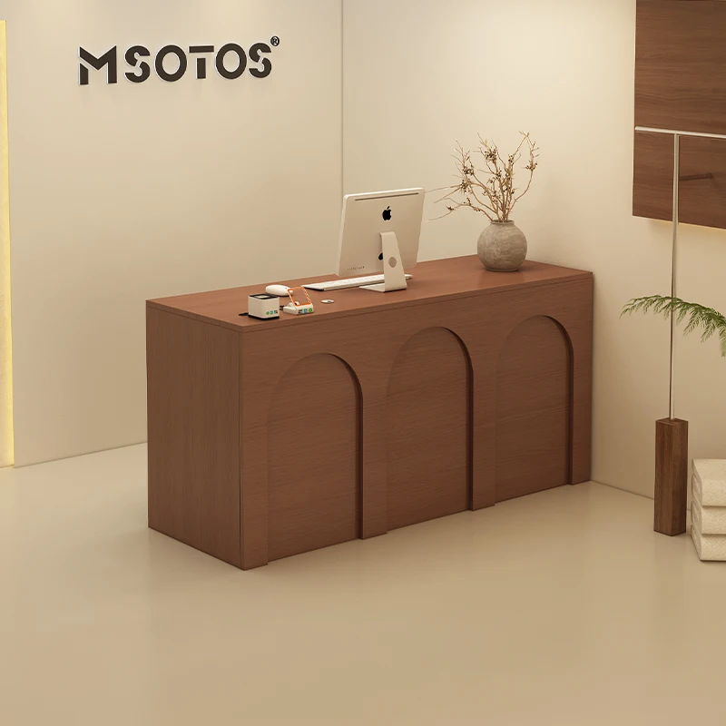 Mesas de recepção de beleza marrom balcão estética luxo mesas de recepção de computador design de negócios bancone da móveis de recepção