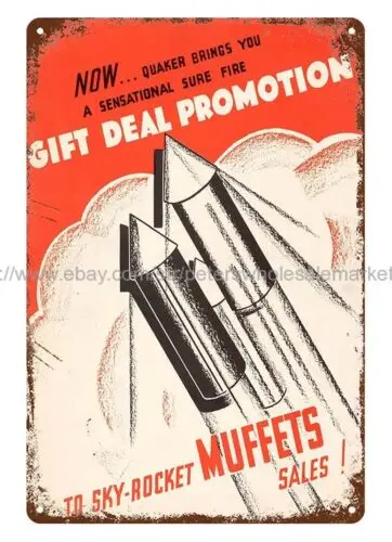 man cave advertising wall art 1939 MUFFETS HUMMING ROCKET SHIP metal tin sign